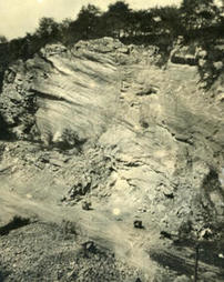 Limestone quarry showing slickensided face