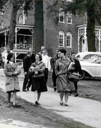 Students walking from Moore Hall