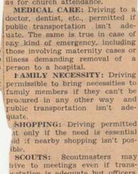allowable use of private car in wartime