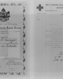 Letter and certificate of presentation of Holland Red Cross to Mrs. Carnegie, 1917