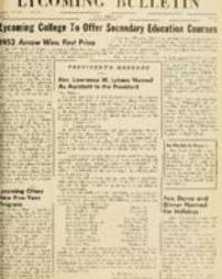 Bulletin, Lycoming College, November 1952