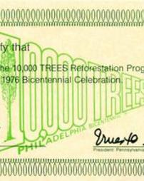 10,000 Trees. Contribution Certificate