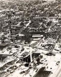 Aerial view of Williamsport downtown area, 1956