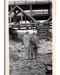 James and Robert Cranston, Sr in front of the Beaver Run temporary tipple in 1936.