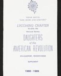 Lycoming Chapter #2-078--PA. National Society Daughters of the American Revolution. Williamsport, Pennsylvania. Supplement. 1988-1989.