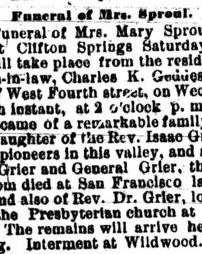 Funeral of Mrs. Sproul