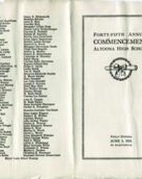 Altoona High School Commencement Program 1921