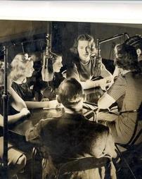 Students broadcasting on the radio, 1939