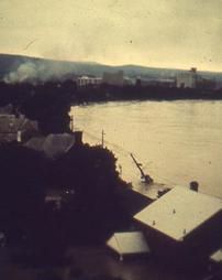 Wilkes-Barre, PA - Military Helicopter Aerial of Susquehanna River - Hurricane Agnes Flood