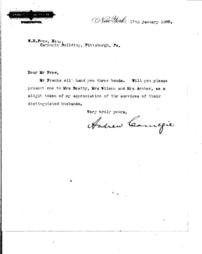 (Andrew Carnegie to W.N. Frew, January 17, 1900)