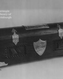 Carved casket made of the oak from the old Cathedral of St. Mary, Limerick, containing the freedom of the Ancient Borough of Limerick, Ireland, 20th October, 1903