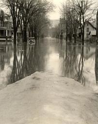 Looking north on Walnut Street from railroad in 1936 flood