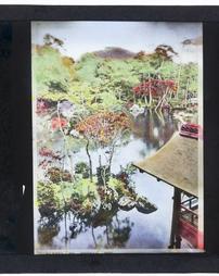Japan. [Lake in a Japanese garden]