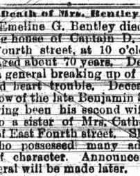 Mrs. Emeline G. Bentley : notice of death.