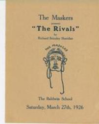 The Maskers present "The Rivals" - 1926 play program
