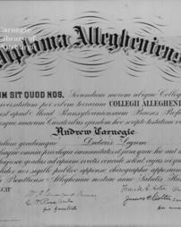 Degree of Doctor of Laws conferred on Mr. Carnegie by Allegheny College, Meadville, Pennsylvania, 1915