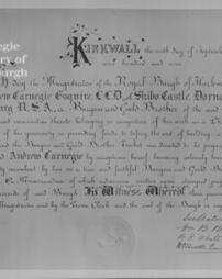 Burgess ticket of the Royal Burgh of Kirkwall, Scotland, 9th September, 1909
