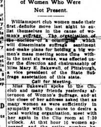 Williamsport Women Forming A Suffrage Club