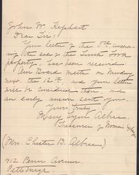 Mary Lyon Albee letter to J. Kephart