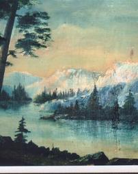 Fresco painted on wall showing mountain