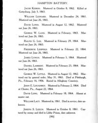 4720498_R-IBF_A_104; History of Hampton battery F, Independent Pennsylvania Light Artillery : organized at Pittsburgh, Pa., October 8, 1861, mustered out in Pittsburgh, June 26, 1865 / compiled by William Clark
