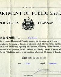 Department of Public Safety Operator's License for Portus Acheson