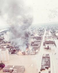 Wilkes-Barre PA - Miitary Helicopter Aerial of Northampton St. Fire - Hurricane Agnes Flood