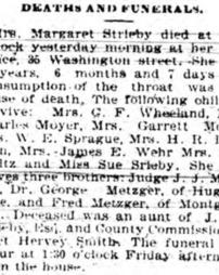 Deaths and Funerals [Mrs. Margaret Strieby]