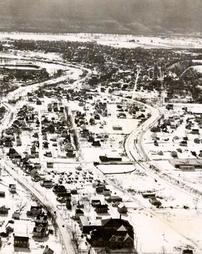 Aerial view of Williamsport Lycoming Creek Road area, 1956