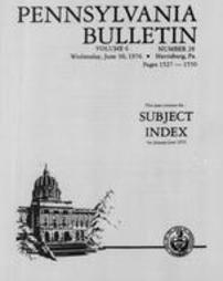 Pennsylvania bulletin Subject Index for 1976 January-June
