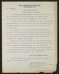 Student contract, 1919