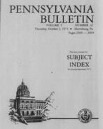 Pennsylvania bulletin Subject Index for 1975 January-September