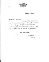 (W.N. Frew to Andrew Carnegie, January 7, 1905)