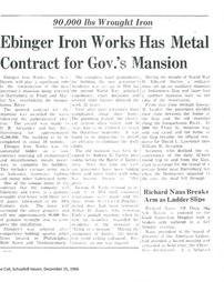 90,000 lbs Wrought Iron Ebinger Iron Works Has Metal Contract for Gov.'s Mansion