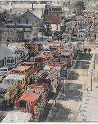 Fire and EMS units line Market Street