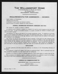 Williamsport Home, requirements for admission - women.