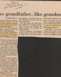 Newspaper article "Like grandfather, like grandson"
