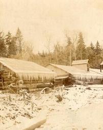 Log cabin at lumber camp, ca. 1880
