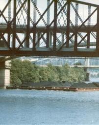 Barge of Coal Under Bridge