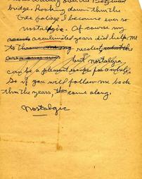 Portus Acheson's hand-written notes, titled "Nostalgic"