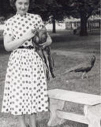 Mary Kuhel and peacocks