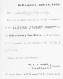 Clionian Literary Society Reunion Invitation
