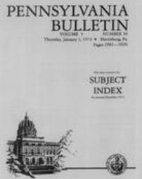 Pennsylvania bulletin Subject Index for 1973