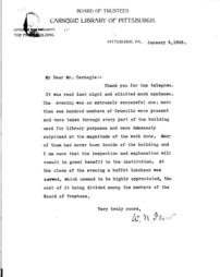 (W.N. Frew to Andrew Carnegie, January 9, 1908)