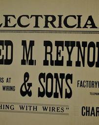 Electricians Fred M. Reynolds and Son Advertisement
