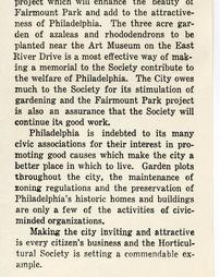 Azalea Garden. Evening Bulletin. A Society's Good Deed. October 22, 1952