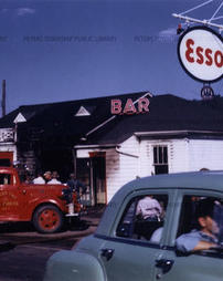 Chef’s Restaurant and fire truck, 1955.