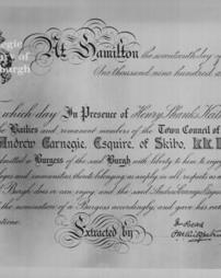 Burgess ticket of the Burgh of Hamilton, Scotland, 17th September, 1907