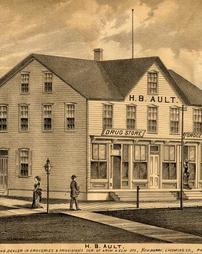 H.B. Ault, druggist and dealer in groceries & provisions, corner of Arch & Elm Sts., Newberry, Lycoming County, PA.