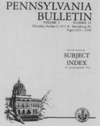 Pennsylvania bulletin Subject Index for 1973 January-September